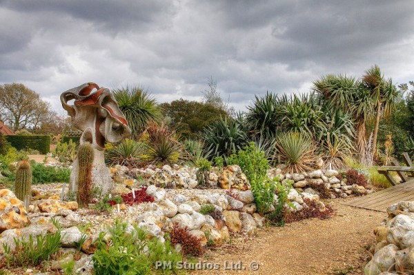 Cloudy view over a garden