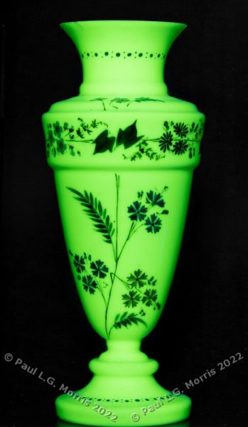 Vase showing fluorescence under UV light